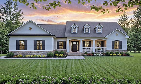 Country, Ranch, Traditional House Plan 102064 with 3 Beds, 2 Baths, 2 Car Garage Elevation