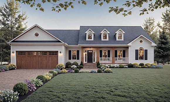 Farmhouse, Ranch, Traditional House Plan 102069 with 3 Beds, 2 Baths, 2 Car Garage Elevation