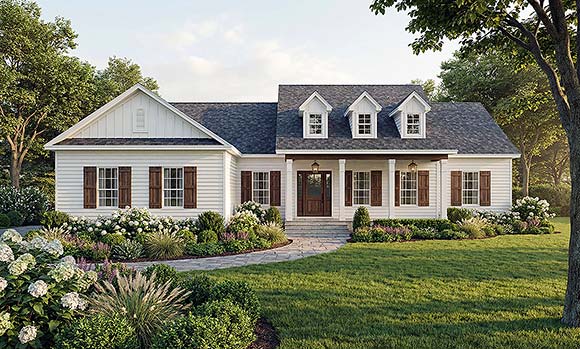 Contemporary, Country, Farmhouse, Ranch House Plan 102076 with 3 Beds, 3 Baths, 2 Car Garage Elevation