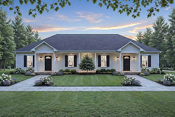 Country, Ranch, Traditional Multi-Family Plan 102081 with 4 Beds, 4 Baths Elevation