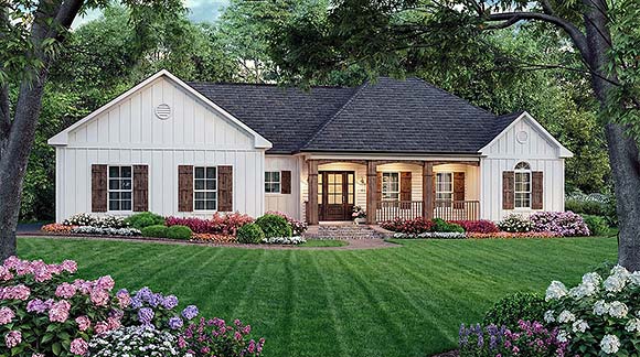 Contemporary, Country, Farmhouse, Ranch House Plan 102083 with 3 Beds, 2 Baths, 2 Car Garage Elevation