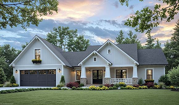 Contemporary, Country, Craftsman, Farmhouse House Plan 102088 with 3 Beds, 3 Baths, 2 Car Garage Elevation