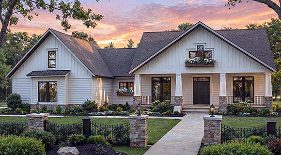 Contemporary, Craftsman, Farmhouse, Ranch House Plan 102092 with 4 Beds, 3 Baths, 2 Car Garage Elevation