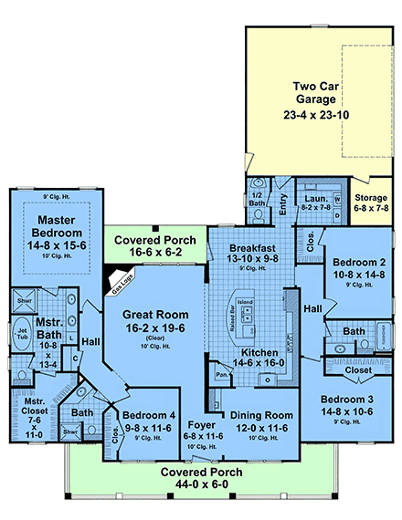 Contemporary, Country, Farmhouse, Traditional House Plan 102093 with 4 Beds, 4 Baths, 2 Car Garage First Level Plan