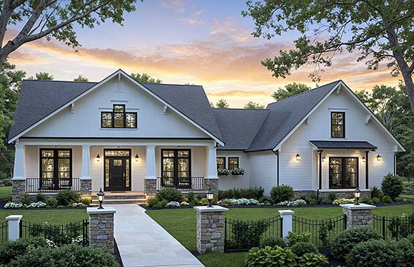 Contemporary, Craftsman, Farmhouse, Ranch House Plan 102094 with 4 Beds, 3 Baths, 2 Car Garage Elevation
