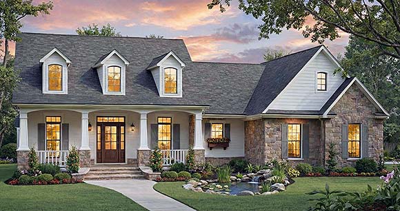 Contemporary, Country, Craftsman, Farmhouse House Plan 102095 with 4 Beds, 3 Baths, 2 Car Garage Elevation