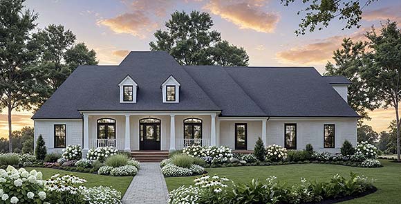 Contemporary, Farmhouse, French Country, Ranch House Plan 102097 with 4 Beds, 4 Baths, 2 Car Garage Elevation