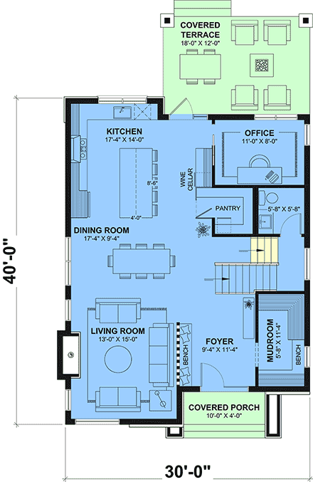 Contemporary, Modern House Plan 102100 with 3 Beds, 3 Baths First Level Plan