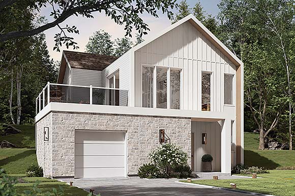 Cabin, Contemporary, Cottage, Modern House Plan 102105 with 3 Beds, 2 Baths, 1 Car Garage Elevation