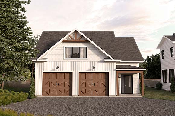 Contemporary, Country, Farmhouse, New American 2 Car Garage Plan 102107 Elevation