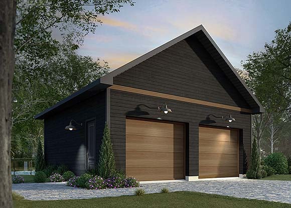 Contemporary, Craftsman, Modern 2 Car Garage Plan 102108 Elevation