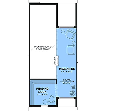 Contemporary, Modern House Plan 102110 with 1 Beds, 1 Baths Second Level Plan