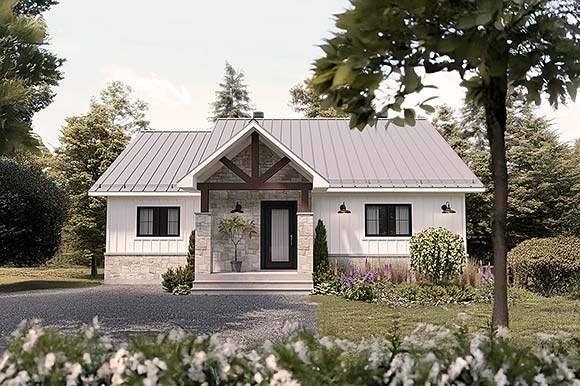 Contemporary, Country, Craftsman, Farmhouse, Ranch House Plan 102113 with 2 Beds, 1 Baths Elevation