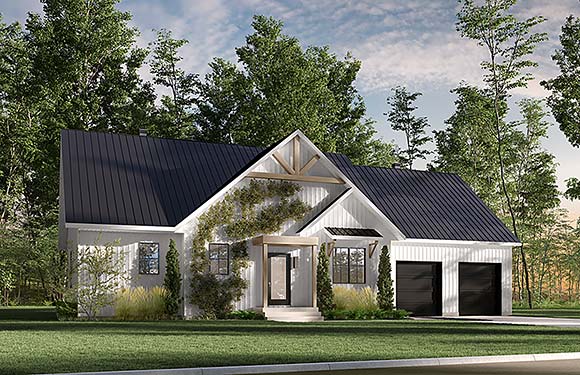 Contemporary, Country, Farmhouse, Ranch House Plan 102117 with 2 Beds, 2 Baths, 2 Car Garage Elevation