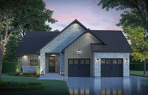 Contemporary, Country, Craftsman, Ranch House Plan 102120 with 1 Beds, 2 Baths, 2 Car Garage Elevation