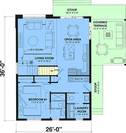 Contemporary, Cottage House Plan 102126 with 3 Beds, 3 Baths First Level Plan