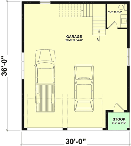 Cape Cod, Contemporary, Country, Craftsman, Farmhouse, New American, Traditional 2 Car Garage Plan 102127 First Level Plan