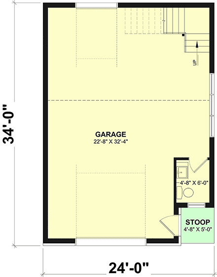 Contemporary, Country, Craftsman, Farmhouse, Traditional 1 Car Garage Plan 102128 First Level Plan