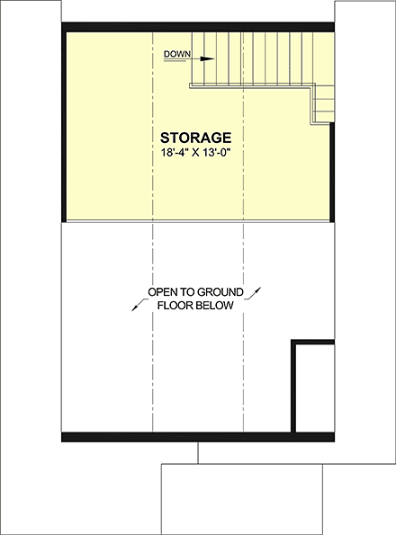 Contemporary, Country, Craftsman, Farmhouse, Traditional 1 Car Garage Plan 102128 Second Level Plan