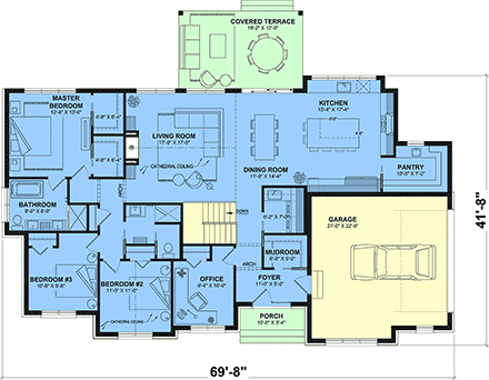 Craftsman, New American House Plan 102136 with 3 Beds, 2 Baths, 2 Car Garage First Level Plan