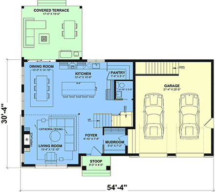 Contemporary, Country, Craftsman, Farmhouse, New American House Plan 102137 with 3 Beds, 3 Baths, 2 Car Garage First Level Plan