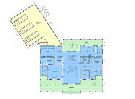 Country, Farmhouse, Ranch, Traditional House Plan 102200 with 3 Beds, 3 Baths, 2 Car Garage First Level Plan