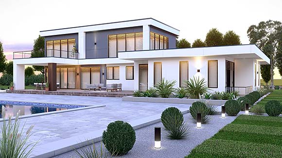 Contemporary, Modern House Plan 102209 with 4 Beds, 4 Baths, 2 Car Garage Elevation
