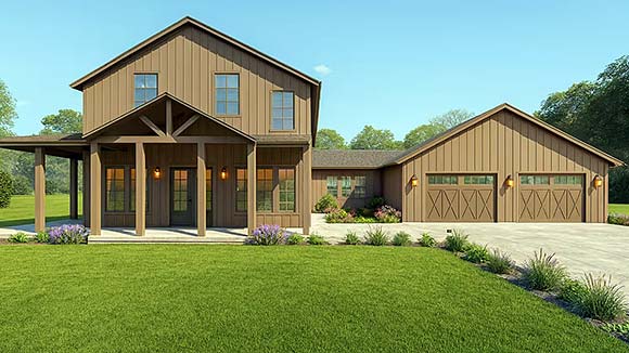 Contemporary, Craftsman, Farmhouse House Plan 102212 with 4 Beds, 4 Baths, 2 Car Garage Elevation