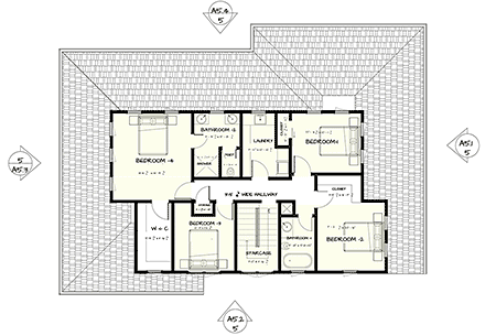 Contemporary, Farmhouse, Traditional House Plan 102218 with 4 Beds, 3 Baths, 2 Car Garage Second Level Plan