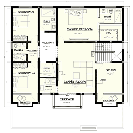 Coastal, European, Florida, Modern House Plan 102220 with 6 Beds, 4 Baths Second Level Plan