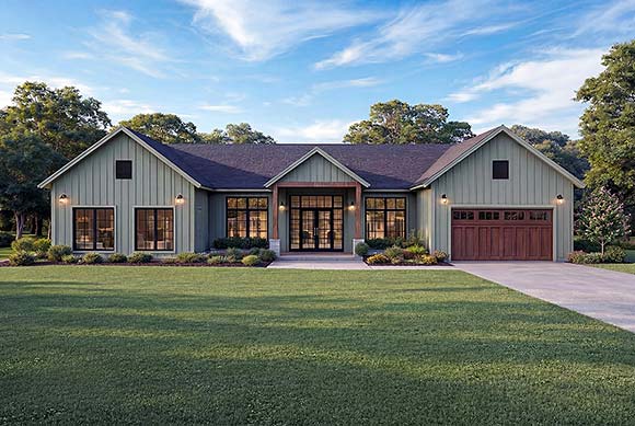 Contemporary, Country, Craftsman, Farmhouse, Ranch House Plan 102222 with 4 Beds, 3 Baths, 2 Car Garage Elevation