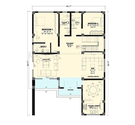 Contemporary, Mediterranean House Plan 102224 with 5 Beds, 7 Baths First Level Plan