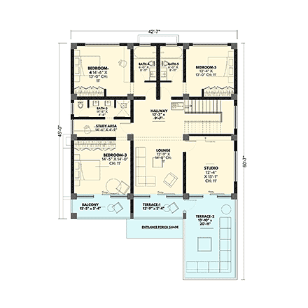 Contemporary, Mediterranean House Plan 102224 with 5 Beds, 7 Baths Second Level Plan