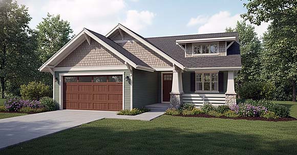 Contemporary, Cottage, Craftsman, Farmhouse, Ranch House Plan 102300 with 3 Beds, 2 Baths, 2 Car Garage Elevation