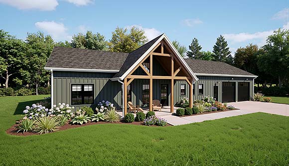 Barndominium, Contemporary, Farmhouse, Ranch, Traditional House Plan 102301 with 4 Beds, 4 Baths, 3 Car Garage Elevation