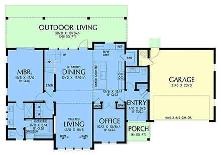 Contemporary, Modern House Plan 102306 with 3 Beds, 3 Baths, 2 Car Garage First Level Plan
