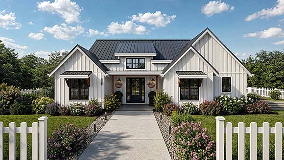 Contemporary, Country, Farmhouse, Ranch House Plan 102308 with 3 Beds, 2 Baths, 2 Car Garage Elevation