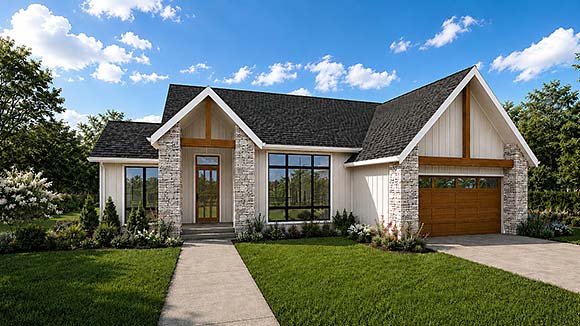Contemporary, Craftsman, Farmhouse, Ranch House Plan 102309 with 3 Beds, 2 Baths, 2 Car Garage Elevation