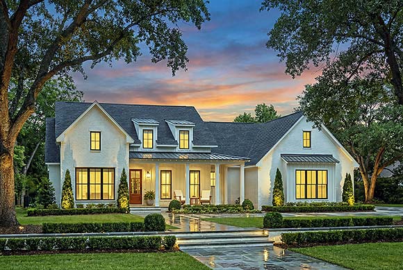 Contemporary, Country, Farmhouse, Traditional House Plan 102400 with 3 Beds, 4 Baths, 2 Car Garage Elevation