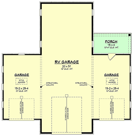 Contemporary, Cottage, Country, Farmhouse, Southern 3 Car Garage Plan 102404, RV Storage First Level Plan