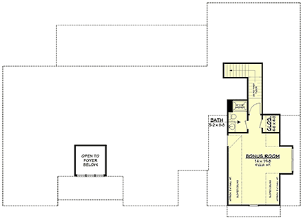 Contemporary, Farmhouse, Traditional House Plan 102409 with 3 Beds, 4 Baths, 2 Car Garage Second Level Plan