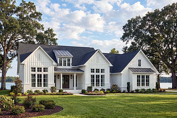 Contemporary, Farmhouse, Traditional House Plan 102409 with 3 Beds, 4 Baths, 2 Car Garage Elevation