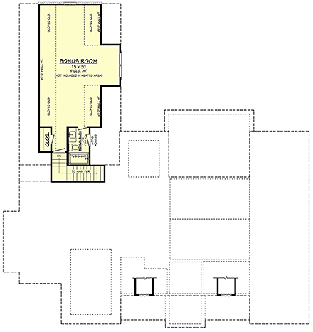 Contemporary, Country, Farmhouse, Southern House Plan 102411 with 3 Beds, 4 Baths, 3 Car Garage Second Level Plan