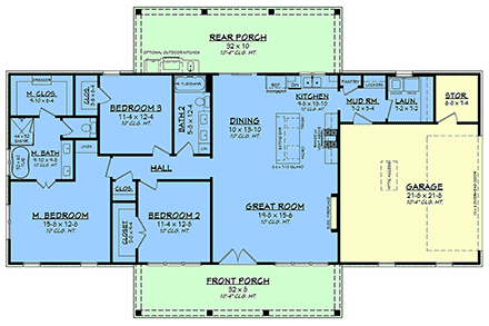Country, Farmhouse, Traditional House Plan 102424 with 3 Beds, 2 Baths, 2 Car Garage First Level Plan