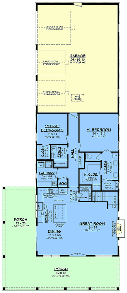 Barndominium, Contemporary, Country, Farmhouse, Southern House Plan 102426 with 4 Beds, 3 Baths, 3 Car Garage First Level Plan