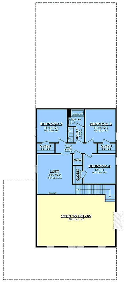 Barndominium, Contemporary, Country, Farmhouse, Southern House Plan 102426 with 4 Beds, 3 Baths, 3 Car Garage Second Level Plan
