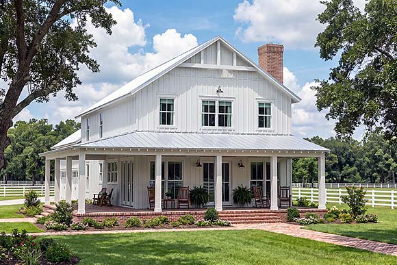 Barndominium, Contemporary, Country, Farmhouse, Southern House Plan 102426 with 4 Beds, 3 Baths, 3 Car Garage Elevation