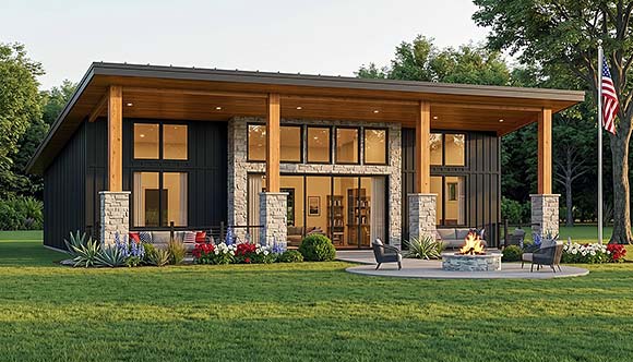 Contemporary, Farmhouse, New American, Ranch House Plan 102503 with 2 Beds, 3 Baths, 2 Car Garage Elevation