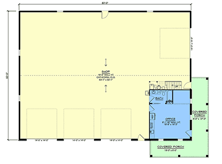Barndominium, Country, Craftsman, Farmhouse Garage-Living Plan 102505, 3 Car Garage First Level Plan