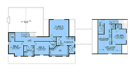 Contemporary, Country, Farmhouse, New American House Plan 102507 with 5 Beds, 5 Baths, 2 Car Garage Second Level Plan